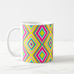 Seamless geometrical modern shapes triangles brigh coffee mug