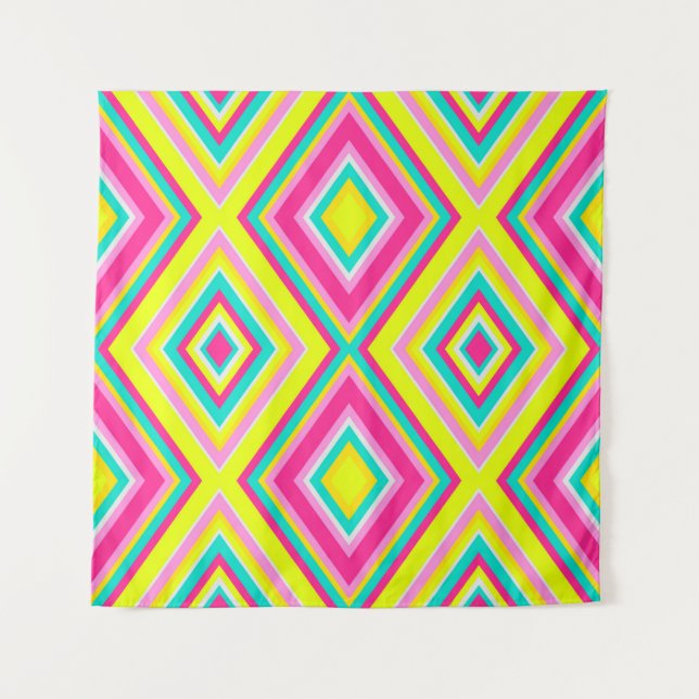 Seamless geometrical modern shapes triangles brigh tapestry (Front)