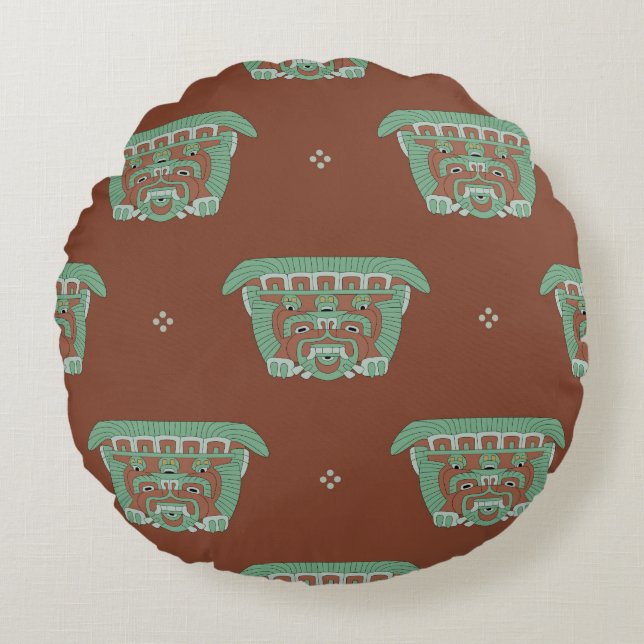 Seamless geometrical pattern with tribal motifs. H Round Cushion (Front)