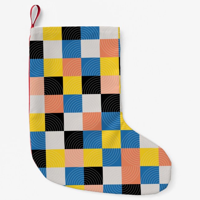 Seamless geometrical shape pattern small christmas stocking (Front)