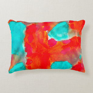 Seamless giraffe, blue, orange watercolor artist decorative cushion