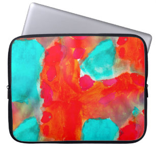 Seamless giraffe, blue, orange watercolor artist laptop sleeve