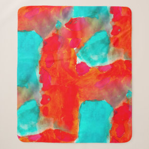 Seamless giraffe, blue, orange watercolor artist sherpa blanket