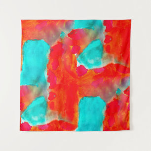 Seamless giraffe,  blue,  orange watercolor artist tapestry