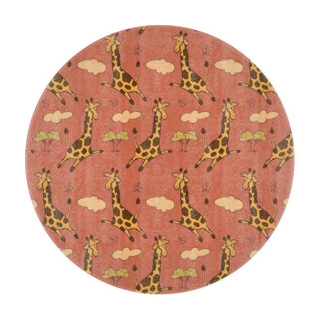 Seamless Giraffe Pattern Vintage Illustration Cutting Board (Front)