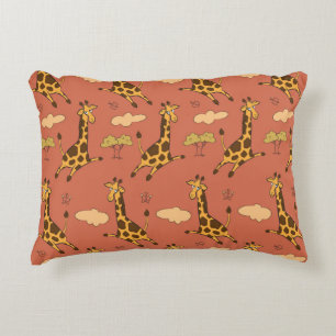 Seamless Giraffe Pattern Vintage Illustration Decorative Cushion