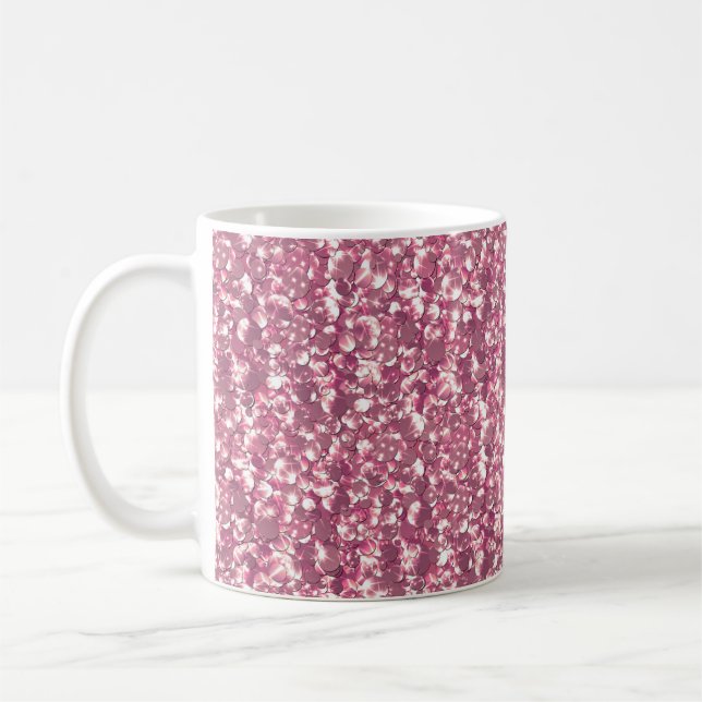 Seamless glitter sequins sparkle pink pattern circ coffee mug (Left)