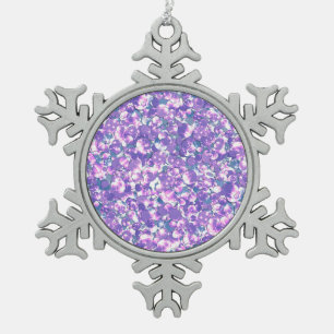 Seamless glitter sequins sparkle purple violet pat snowflake pewter christmas ornament