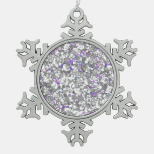 Seamless glitter sequins sparkle silver violet pat snowflake pewter christmas ornament