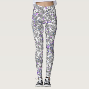 Seamless glitter sparkles sequins shimmers silver leggings