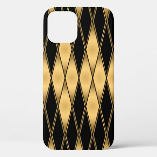 Seamless gold and black shapes pattern iPhone 12 case