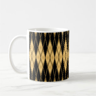 Seamless gold and black shapes pattern coffee mug
