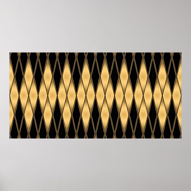 Seamless gold and black shapes pattern poster (Front)