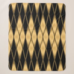 Seamless gold and black shapes pattern sherpa blanket