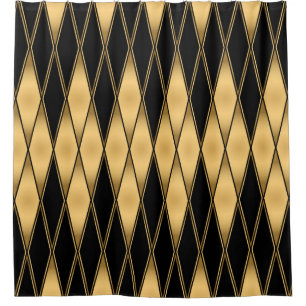 Seamless gold and black shapes pattern shower curtain