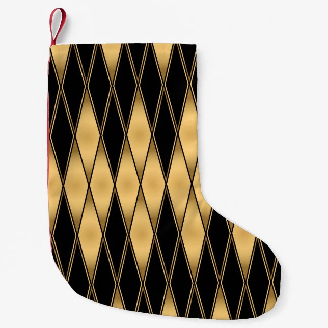 Seamless gold and black shapes pattern small christmas stocking (Front)