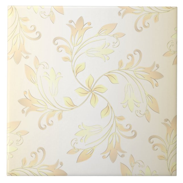 Seamless Gold Floral Ceramic Tile (Front)