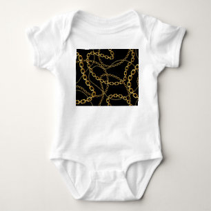 Seamless golden chain, elegant pattern. baby bodysuit