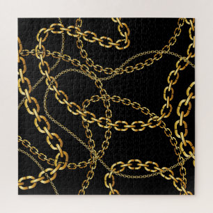 Seamless golden chain, elegant pattern. jigsaw puzzle