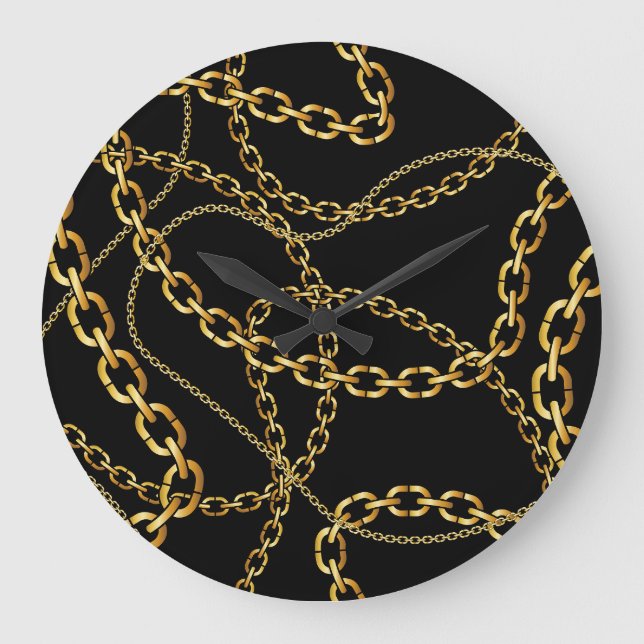 Seamless golden chain, elegant pattern. large clock (Front)