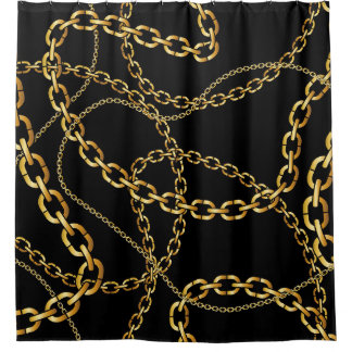 Seamless golden chain, elegant pattern. shower curtain