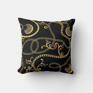 Seamless golden chain pattern fashion, Illustrati Cushion
