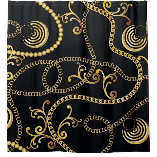 Seamless golden chain pattern fashion,  Illustrati Shower Curtain (Front)