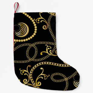 Seamless golden chain pattern fashion, Illustrati Small Christmas Stocking