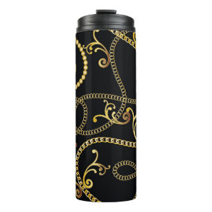 Seamless golden chain pattern fashion, Illustrati Thermal Tumbler