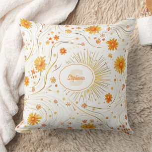 Seamless Golden Sun & Rays - with Abstract Star Cushion