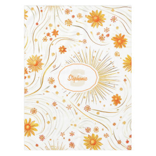 Seamless Golden Sun & Rays - with Abstract Star Tablecloth