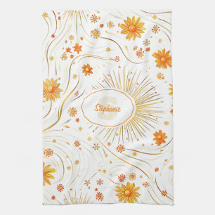 Seamless Golden Sun & Rays - with Abstract Star Tea Towel