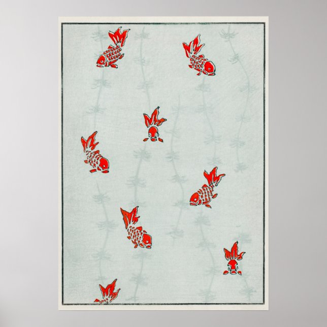 Seamless Goldfish Illustration Poster (Front)