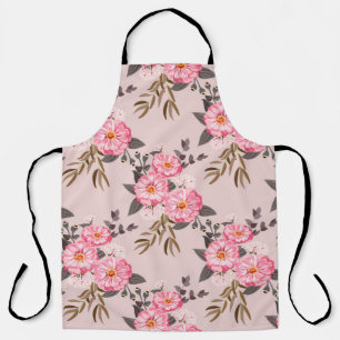 Seamless gorgeous pattern in garden flowers. Flora Apron