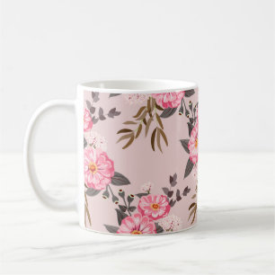 Seamless gorgeous pattern in garden flowers. Flora Coffee Mug