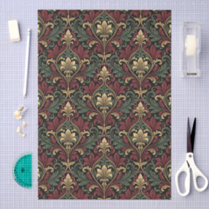 Seamless Gothic Victorian Floral Damask Pattern Tissue Paper