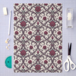 Seamless Gothic Victorian Rose Damask Pattern Tissue Paper