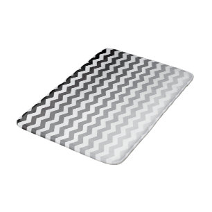 Seamless Gradient Chevron Pattern - White and Grey Bath Mat