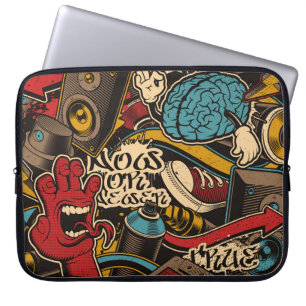Seamless Graffiti background. Colourful seamless p Laptop Sleeve