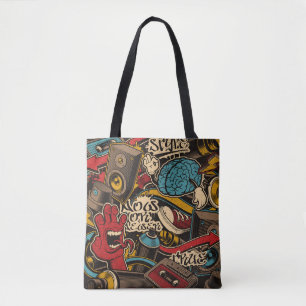 Seamless Graffiti background. Colourful seamless p Tote Bag
