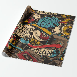 Seamless Graffiti background. Colourful seamless p Wrapping Paper