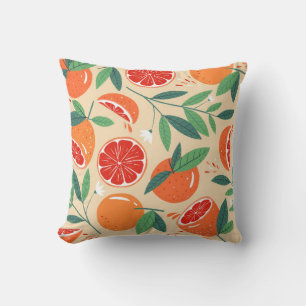 Seamless grapefruit pattern. Modern design. Vintag Cushion