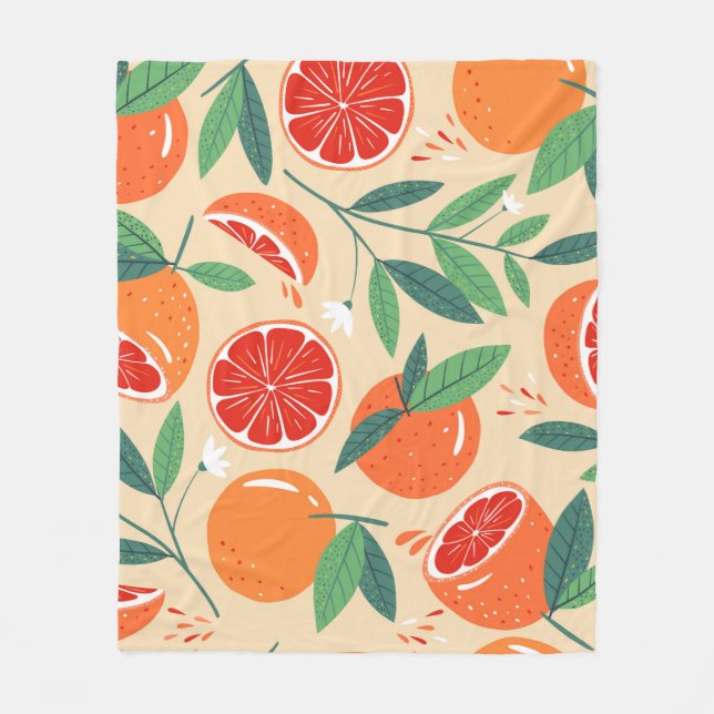 Seamless grapefruit pattern. Modern design. Vintag Fleece Blanket (Front)