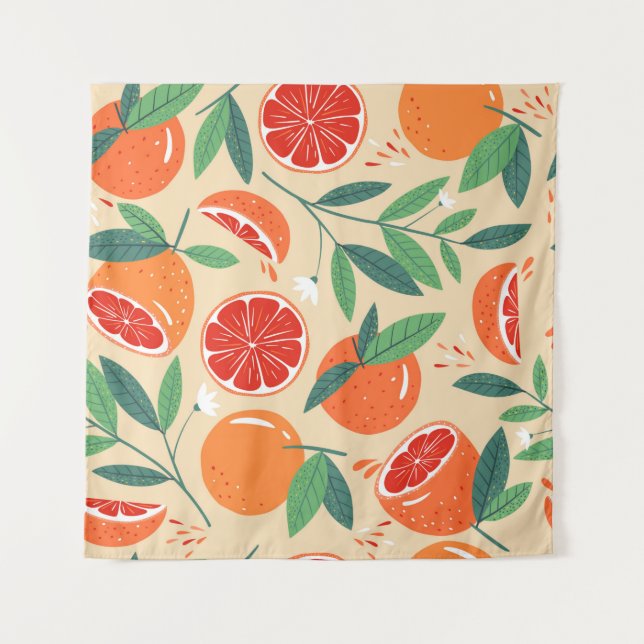 Seamless grapefruit pattern. Modern design. Vintag Tapestry (Front)