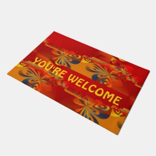 Seamless Graphic Design - red orange I Doormat