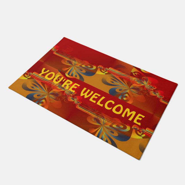 Seamless Graphic Design - red orange I Doormat (Angled)