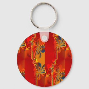 Seamless Graphic Design - red orange I Key Ring