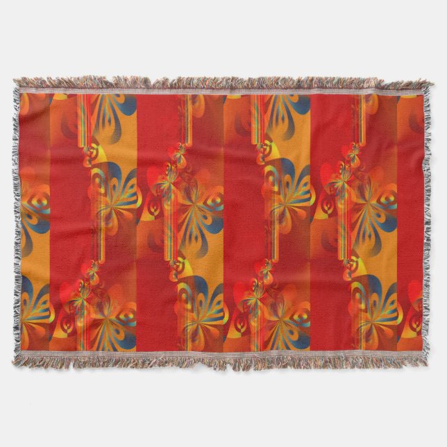 Seamless Graphic Design - red orange I Throw Blanket (Front)