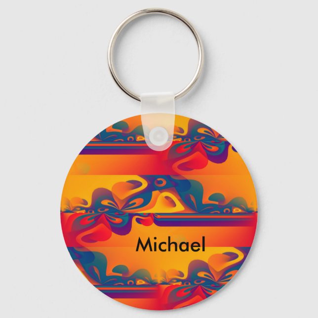 Seamless Graphic Design - yellow red I Key Ring (Front)