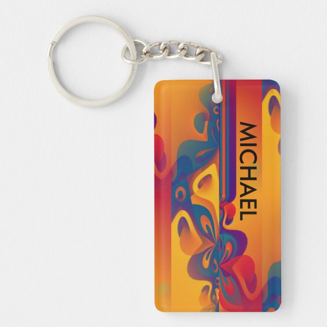 Seamless Graphic Design - yellow red I Key Ring (Front)